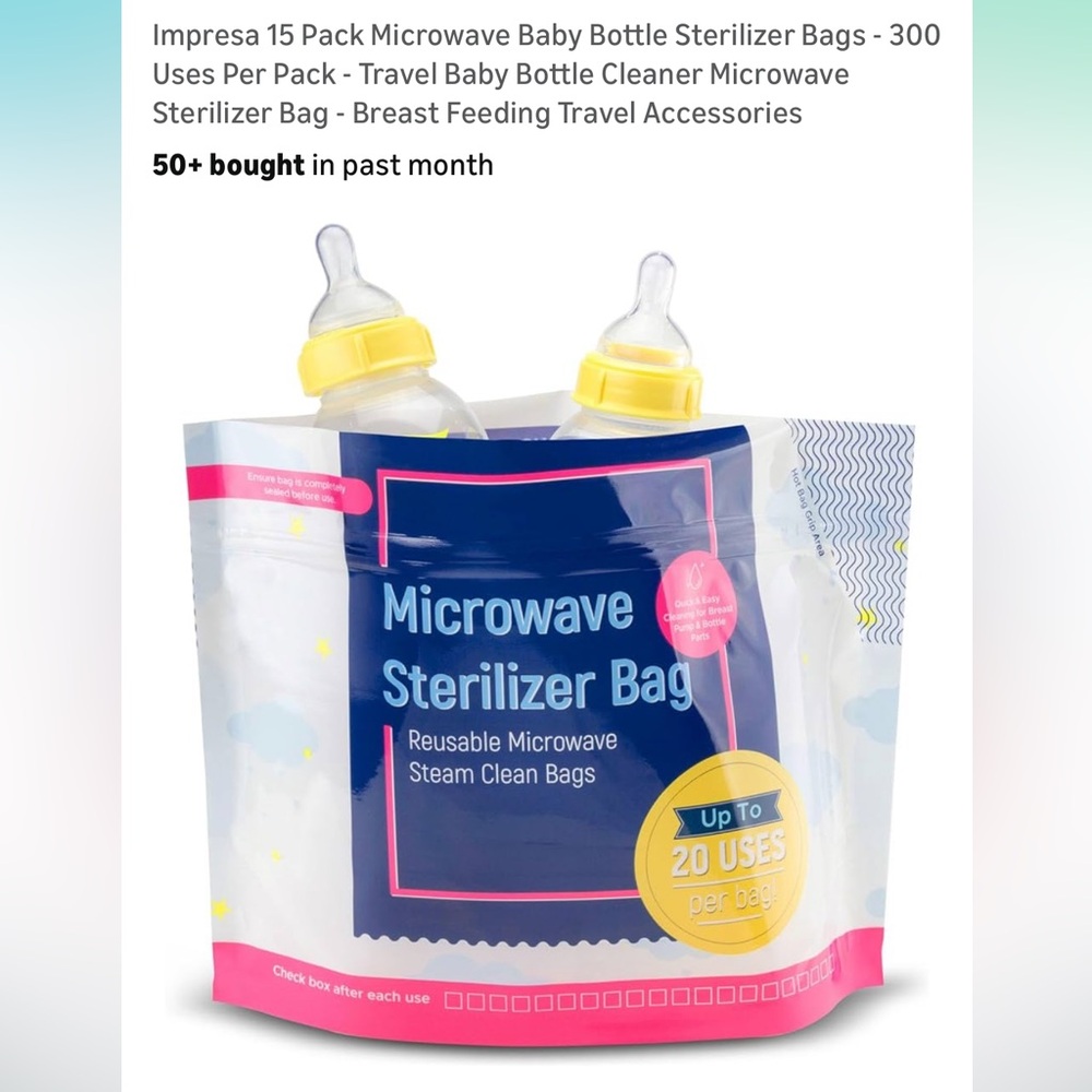 Impresa Microwave Baby Bottle Sterilizer Bags for travel